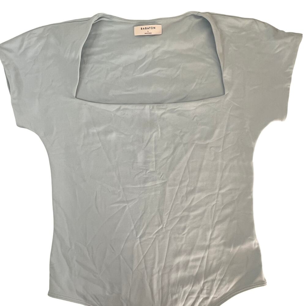 Babaton Open Back Bodysuit Light Blue Womens L